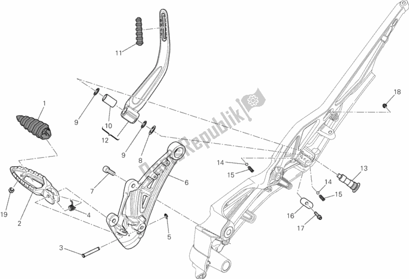 Tutte le parti per il Poggiapiedi, Giusto del Ducati Diavel Carbon FL USA 1200 2018